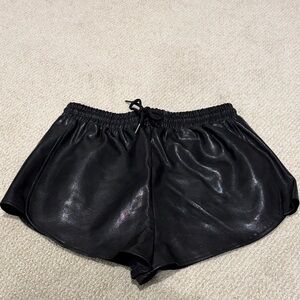 Superdown Shiny Black Athletic Shorts